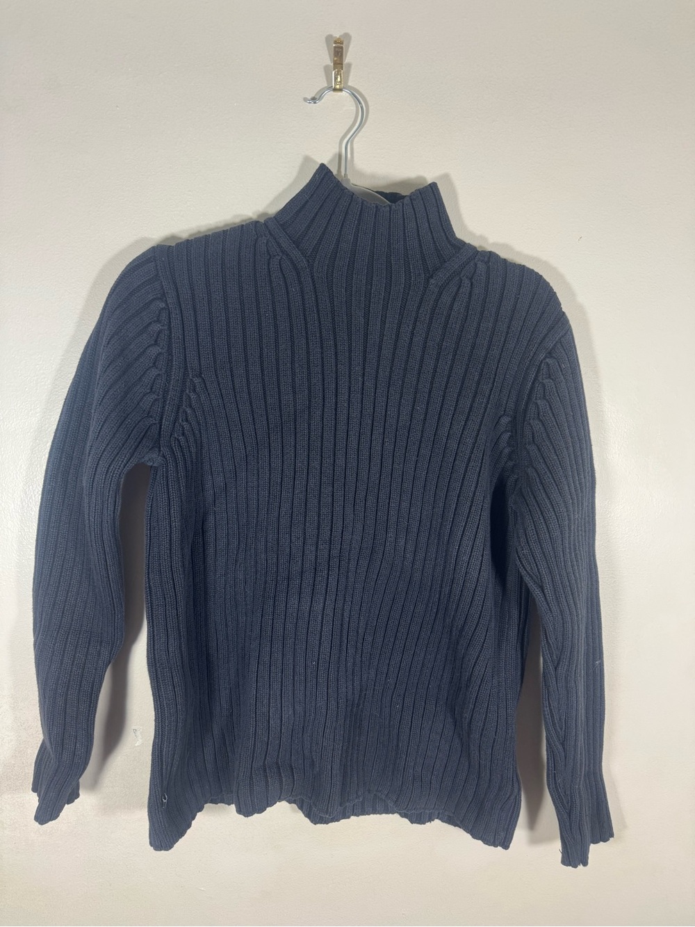 Ralph Lauren Navy Ribbed Mock Neck Sweater